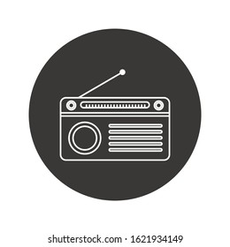 radio line icon flat design on gray background