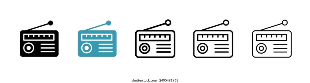 Radio line icon vector set.