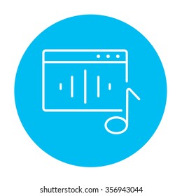 Icono de línea de radio para web, móvil e infografía. Icono de blanco vector en el círculo azul claro aislado en fondo blanco.
