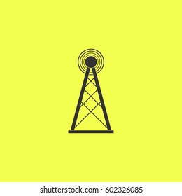 Radio location radar icon flat. 