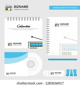 Radio Logo, Calendar Template, CD Cover, Diary and USB Brand Stationary Package Design Vector Template