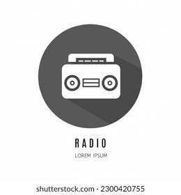 Radio logo. Illustration of radio in flat. Stock vector.