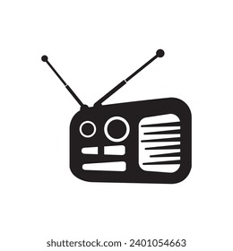 Diseño de ilustraciones de iconos vectoriales con logotipo de radio