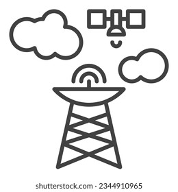 Icono de concepto de vector de radio Mast y Satellite o inicio de sesión en estilo de línea delgada