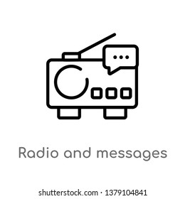 radio and messages vector line icon. Simple element illustration. radio and messages outline icon from technology concept. Can be used for web and mobile