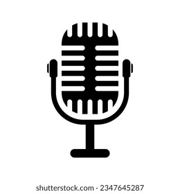 Radio-Mikrosymbol. Altes Mikrofon. Sprachaufnahme, Podcast-Symbol. Vektorgrafik.