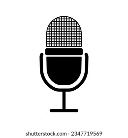 Radio mic icon. Podcast microphone sign or logo. Voice record, studio speaker symbol. Vector illustration.