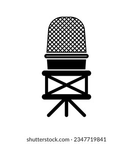 Radio mic icon. Podcast microphone sign or logo. Voice record, studio speaker symbol. Vector illustration.