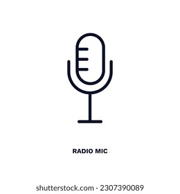 radio mic icon. Thin line radio mic icon from hardware and equipment collection. Outline vector isolated on white background. Editable radio mic symbol can be used web and mobile