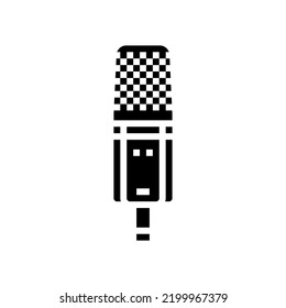 Radio Mic Microphone Glyph Icon Vector. Radio Mic Microphone Sign. Isolated Symbol Illustration