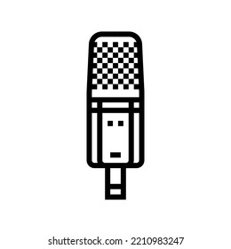 Radio Mic Microphone Line Icon Vector. Radio Mic Microphone Sign. Isolated Contour Symbol Black Illustration