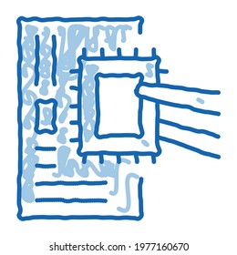 radio microchip sketch icon vector. Hand drawn blue doodle line art radio microchip sign. isolated symbol illustration