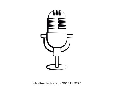 Radio Mikrofon, schwarz Symbol auf weißem Hintergrund.