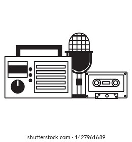 radio microphone cassette instrument and equipment festival music vector illustration