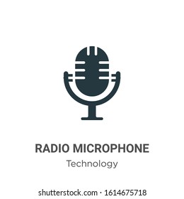 Radio microphone glyph icon vector on white background. Flat vector radio microphone icon symbol sign from modern technology collection for mobile concept and web apps design.