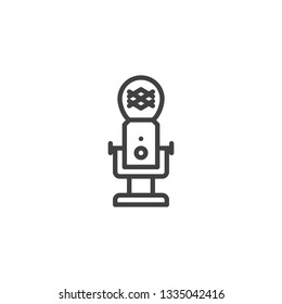 Radio microphone line icon. linear style sign for mobile concept and web design. Studio microphone outline vector icon. Symbol, logo illustration. Pixel perfect vector graphics