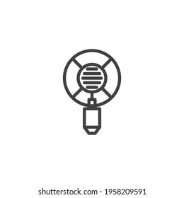 Radio microphone line icon. linear style sign for mobile concept and web design. Studio microphone outline vector icon. Symbol, logo illustration. Vector graphics