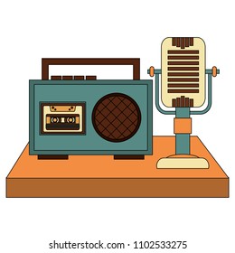 radio and microphone music retro style