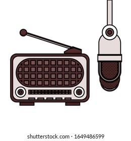 radio and microphone old devices vector illustration design