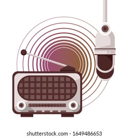 diseño de ilustración vectorial de dispositivos antiguos de radio y micrófono