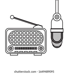 radio and microphone old devices vector illustration design