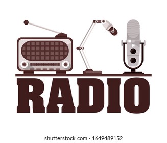 radio and microphone old devices vector illustration design