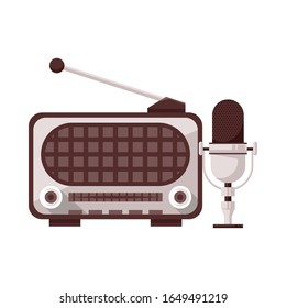 radio and microphone old devices vector illustration design