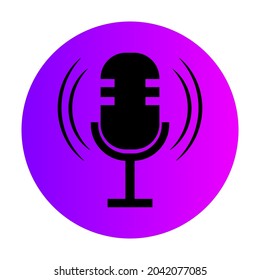 Radio microphone. Podcast radio logotype for web background design. Music icon. Vector illustration. Stock image.