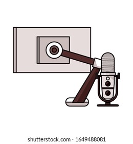 retro de micrófono de radio con diseño de ilustración vectorial de escritorio