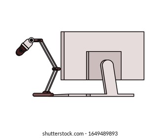 radio microphone retro with desktop vector illustration design