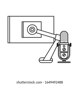 retro de micrófono de radio con diseño de ilustración vectorial de escritorio