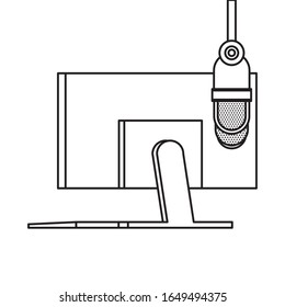 retro de micrófono de radio con diseño de ilustración vectorial de escritorio