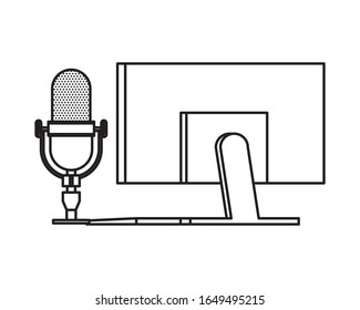 retro de micrófono de radio con diseño de ilustración vectorial de escritorio