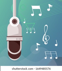 radio microphone retro hanging icon vector illustration design