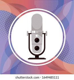 radio microphone retro isolated icon vector illustration design