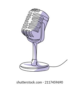 Radio microphone vector illustration. Line art