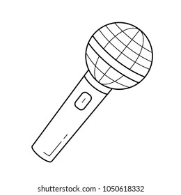 Icono de línea vectorial de micrófono de radio aislado en fondo blanco. Icono de línea de micrófono de radio para infografía, sitio web o aplicación. Icono diseñado en un sistema de cuadrícula.