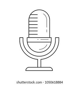 Radio microphone vector line icon isolated on white background. Retro radio microphone line icon for infographic, website or app. Icon designed on a grid system.