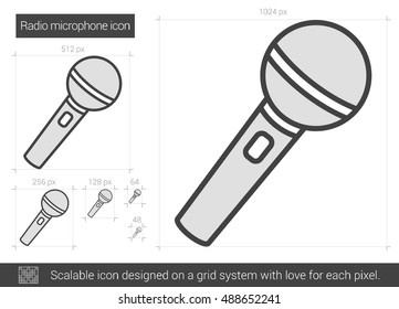 Radio-Mikrofon, Vektorsymbol einzeln auf weißem Hintergrund. Radio Mikrofon Line Symbol für Infografik, Website oder App. Skalierbares Symbol, das auf einem Gittersystem entworfen wurde.