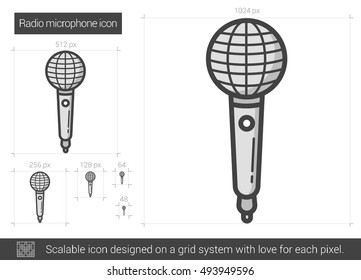 Radio microphone vector line icon isolated on white background. Radio microphone line icon for infographic, website or app. Scalable icon designed on a grid system.
