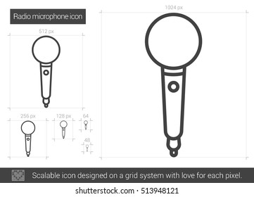 Radio microphone vector line icon isolated on white background. Radio microphone line icon for infographic, website or app. Scalable icon designed on a grid system.