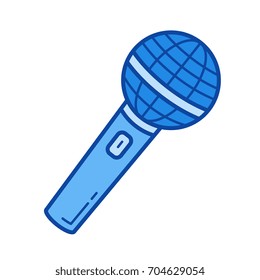 Radio microphone vector line icon isolated on white background. Radio microphone line icon for infographic, website or app. Blue icon designed on a grid system.