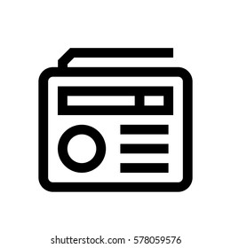 Radio mini line, icon, background and graphic. The icon is black and white, linear  flat, vector, pixel perfect, minimal, suitable for web and print. 