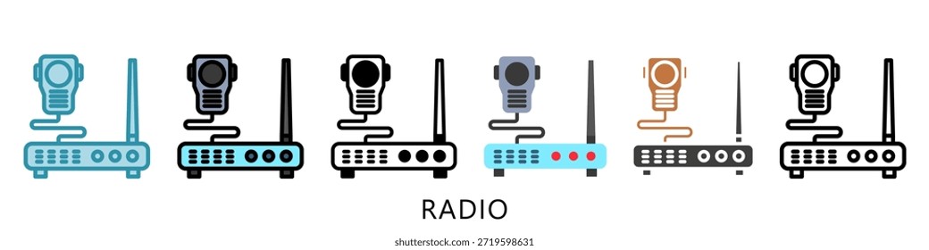 Radio Multi Estilo Icono Mini Ilustración, Uso Para El Concepto Moderno, Impresión, Ui, Ux Kit, Web Y Desarrollo De App. Vector Relacionado Con Bomberos, Rescate Y Más