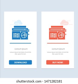 Radio, Music, Audio, Media  Blue and Red Download and Buy Now web Widget Card Template. Vector Icon Template background