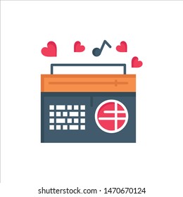 Radio, Music, FM, Speaker, Songs  Flat Color Icon. Vector icon banner Template. Vector Icon Template background