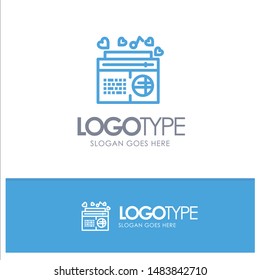 Radio, Music, FM, Speaker, Songs Blue Outline Logo Place for Tagline