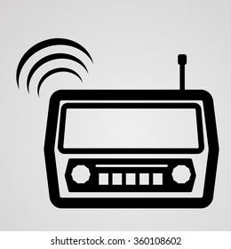 Radio music icon black