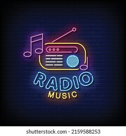 Radio Music Neon Sign On Brick Stock Vector Royalty Free Shutterstock