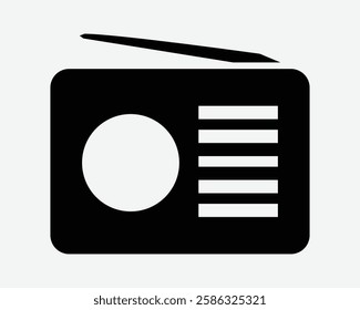 Radio Music Player Audio Device with Antenna Speaker Old Vintage Shape Icon Black White Symbol Sign Graphic Illustration Vector